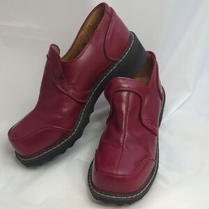 Vintage Fluevog Red Leather Slip-On Loafers